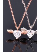 Rose Gold-Plating Necklace with Cubic Zirconia (707045) - оригинальная одежда, 2