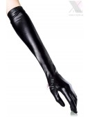 Long Shiny Wet Look Gloves - Black (601129) - foto