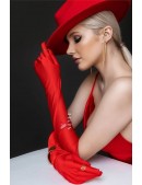 Довгі червоні рукавички з атласу UV202 (601202) - 3, 8