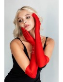 Длинные красные перчатки из атласа UV202 (601202) - оригинальная одежда, 2