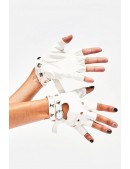 Білі шкіряні рукавички без пальців XT182 (601182) - foto