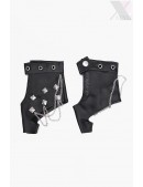 Women's Faux Leather Fingerless Gloves with Chains and Studs C1186 (601186) - foto