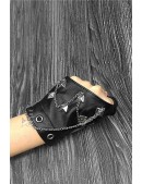 Women's Faux Leather Fingerless Gloves with Chains and Studs C1186 (601186) - материал, 6