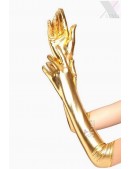 Длинные золотистые перчатки с блеском C1189 (601189) - оригинальная одежда, 2