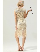 Sequin Party Fringe Gatsby Dress - Champagne (105524) - 4, 10