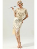 Sequin Party Fringe Gatsby Dress - Champagne (105524) - 5, 12