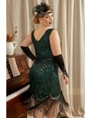 Темно-зеленое платье с бахромой UF5580 (105580) - цена, 4