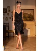 Сверкающее черное платье с бахромой Gatsby Girl (1055851) - цена, 4