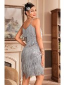Блестящее серебристое платье с бахромой XC587 (105587) - оригинальная одежда, 2