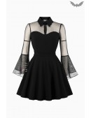Flared Gothic Dress With Mesh Sleeves (105472) - foto