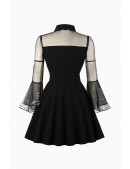 Flared Gothic Dress With Mesh Sleeves (105472) - цена, 4
