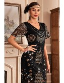 Elegant Gatsby Cap Sleeve Dress (105588) - материал, 6