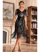Elegant Gatsby Cap Sleeve Dress (105588) - 3, 8