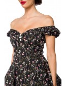 Цветочное ретро-платье с открытыми плечами (105551) - материал, 6