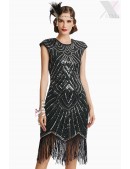 Elegant Black Flapper Dress with Sequins X5532 (105532) - 8, 18