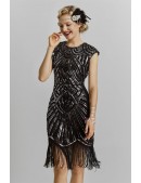 Elegant Black Flapper Dress with Sequins X5532 (105532) - 3, 8