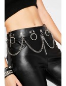 Wide PU Leather Belt with Rings and chains XC10031 (910031) - цена, 4
