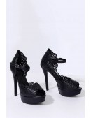 Чорні туфлі з перфорацією та ремінцем Belsira (300012) - цена, 4