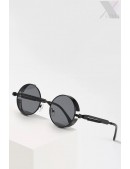 Круглі чорні окуляри у металевій оправі + чохол (905137) - цена, 4