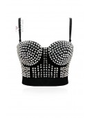 Black Bustier with Spikes and Feathers (102225) - материал, 6