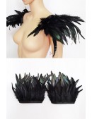 Black Bustier with Spikes and Feathers (102225) - цена, 4