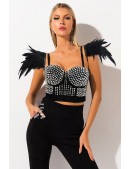 Black Bustier with Spikes and Feathers (102225) - foto