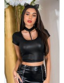 Faux Leather Top with Choker (1021351) - 3, 8