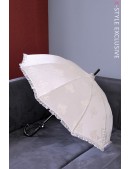 Жіноча парасолька від сонця з вишивкою (кремова) (402012) - foto