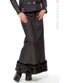 X-Style Long Denim Fleece Skirt with Faux Fur (107081) - foto