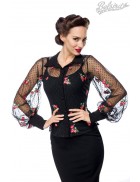 Sheer Elegant Blouse with Embroidered Floral Pattern