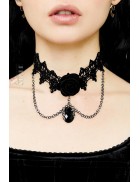 Lace Choker with Rose and Chains