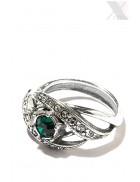 Silver-Plated Ring with Emerald Swarovski Crystal