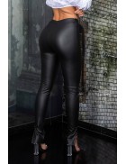 Faux Leather Leggings with Slits M311