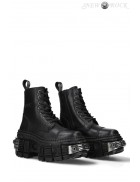 CASCO POWER Black Leather Chunky Platform Boots