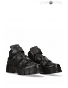 TOWER CASCO Black Leather Chunky Platform Sneakers