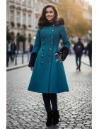 Зимнее шерстяное пальто с капюшоном и мехом X92