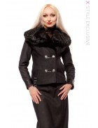 Winter short coat with faux mink fur