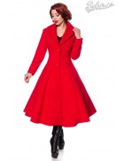 Довге червоне вовняне пальто B4047