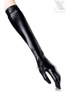 Long Shiny Wet Look Gloves - Black