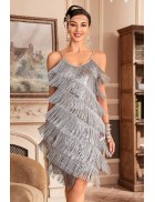 Shiny Silvery Fringed Dress XC587