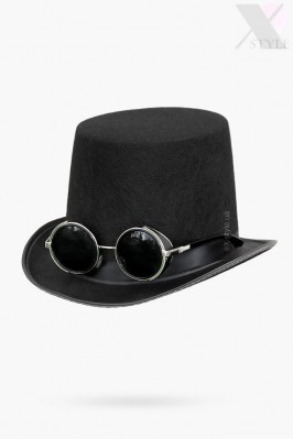 Мужская шляпа-цилиндр с очками Steam-156