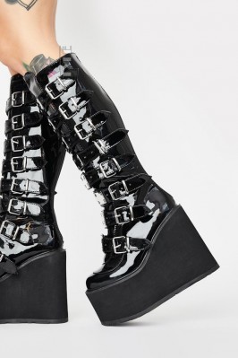 Demonia High Platform Boots with Buckles