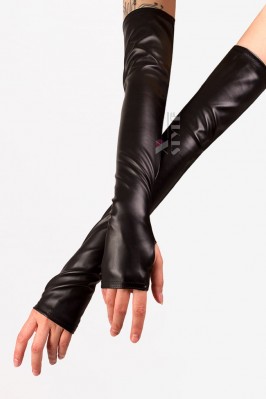 Long Faux Leather Fingerless Gloves XA167