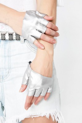 Silver Fingerless Gloves XT1177