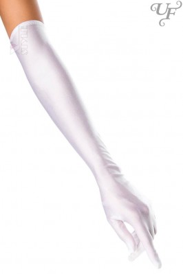 Long Satin Gloves - White