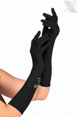 Длинные черные перчатки без блеска