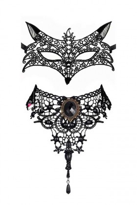 Ажурная маска с ушками и чокер