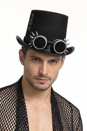 Мужская шляпа-цилиндр и гогглы X1147