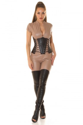 Кожаный корсет со шнуровками K1194