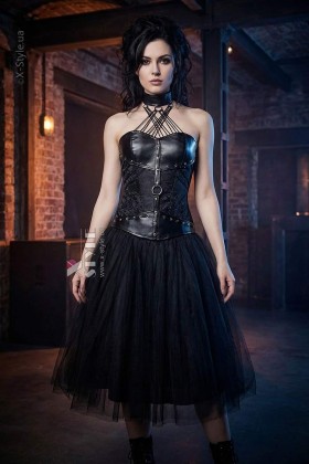 Корсет с ремешками и чокером Grey Velvet